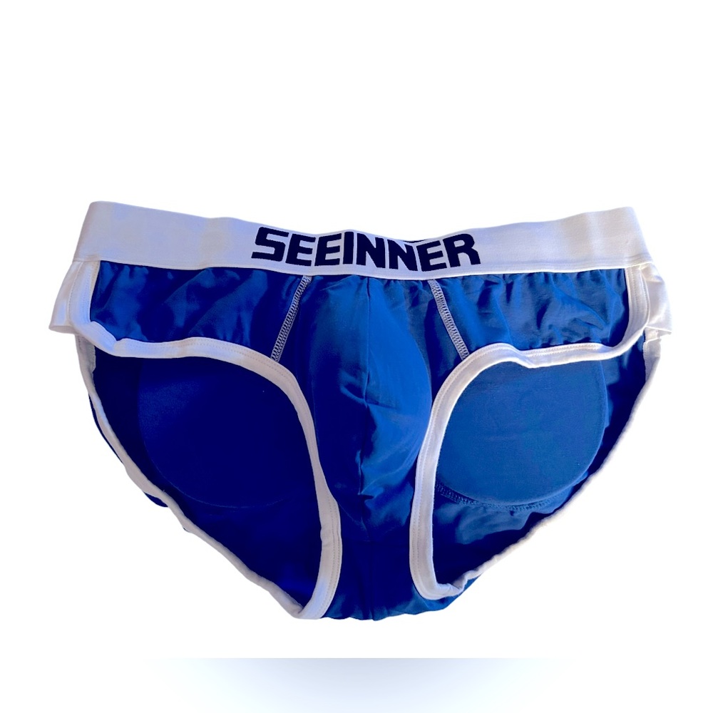 SEEINNER Men’s sexy Push up blue Underwear with front pad and booty pads NWOT